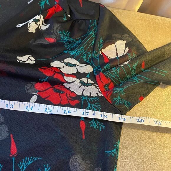 Vintage sears sheer floral polyester button up size 14 - Picture 6 of 9